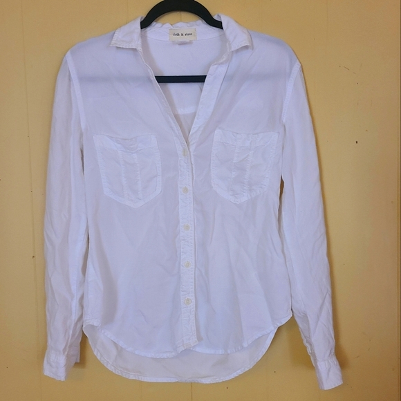 cloth & stone Tops - Cloth & Stone, XS, White long sleeve button down collared shirt.